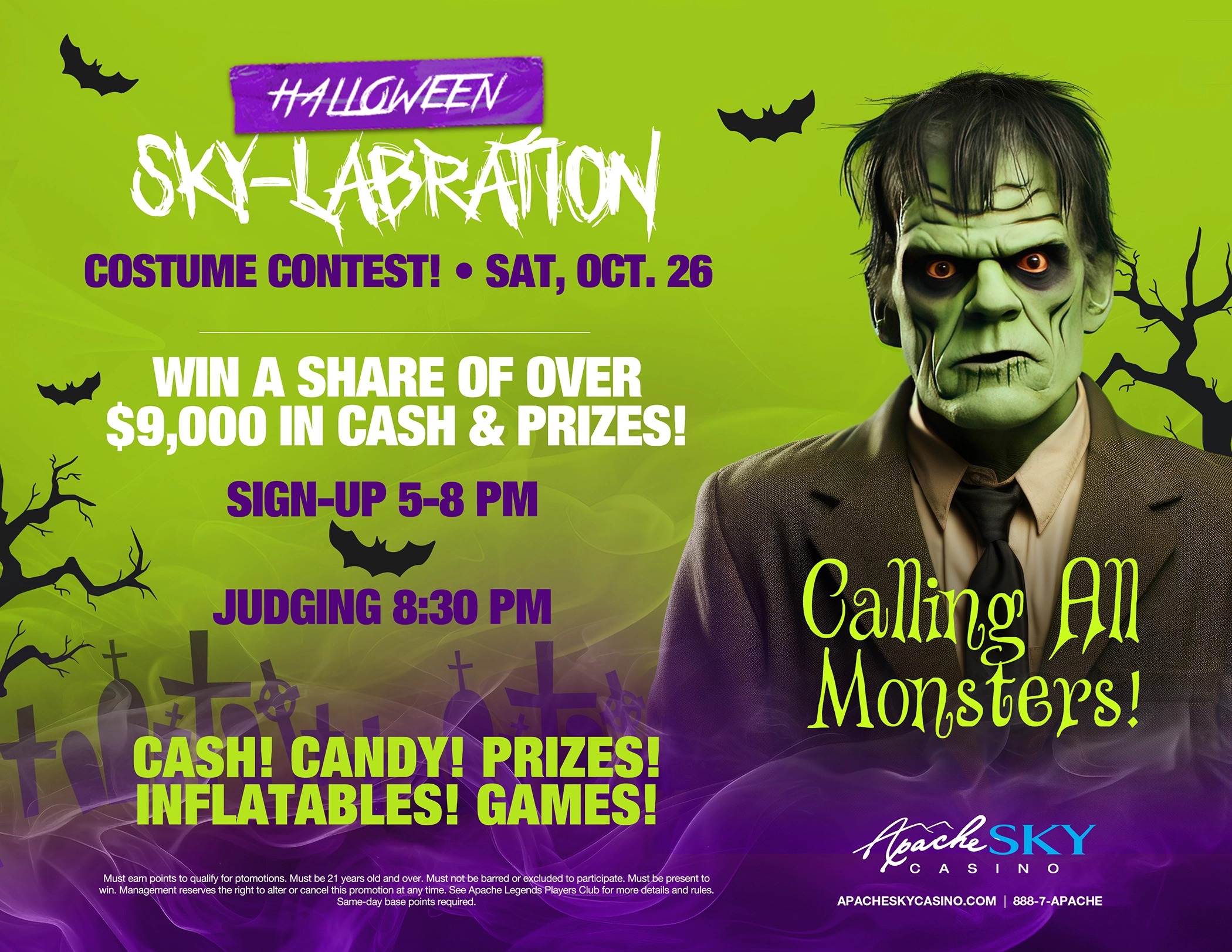 Halloween Sky-Labration costume contest. Call all monsters.